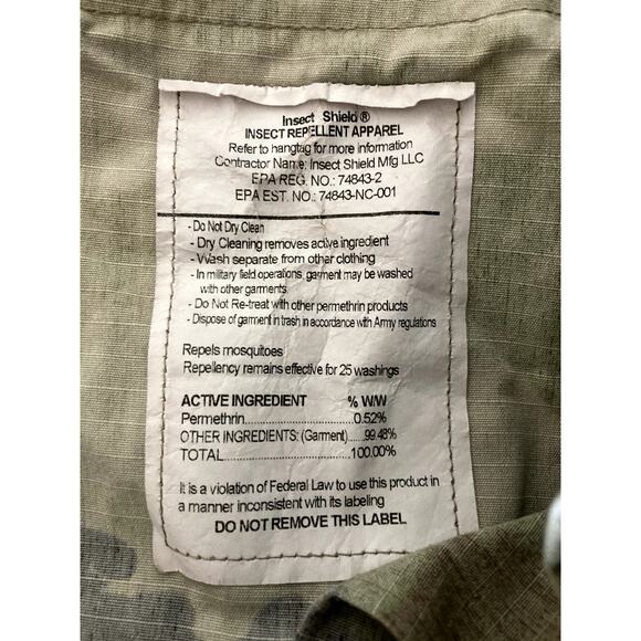 Army Camouflage Cargo Pants Mens W32 Combat Uniform Button Fly Insect Shields - Picture 3 of 10